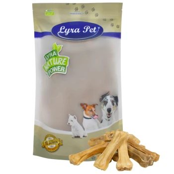 Kauknochen ca. 10 cm 1,75 kg Verpackung von Lyra Pet Hundeleckerlis zeigt '100% natürlich' und 'Lyra Nature Power', mit Bildern eines Hundes, einer Katze und knochenförmigen Leckerlis.