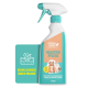 Weiße Sprühflasche mit der Aufschrift "GREEN HERO" und einem Bild von Hund und Katze, mit dem Text "Nature Knows Best" und "Haustierpflege."