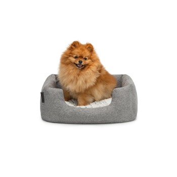 Hundebett mit Wendekissen meliert grau S
