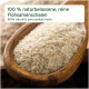 100 % natürliche und reine Flohsamenschalen in einem Holzlöffel, mit deutschem Text, der "100 % naturbelassene, reine Flohsamenschalen" besagt.