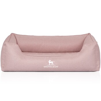 Orthopädisches Hundebett Luisa aus Velours mit feinem Handwebcharakter Sunshine Edition hellrosa M-L