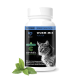 Flasche mit Wurm-Mix-Pulver für Katzen, mit einer grauen getigerten Katze auf dem Etikett, mit Text, der 'Bauchgesundheitsbooster' und 'corvitalis' hervorhebt.
