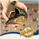 Eine Person hält drei große, dunkle Muscheln, die ihr Inneres zeigen. Ein Abzeichen am unteren Rand lautet "Best Quality - 15 Years."