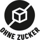 Logo mit einem durchgestrichenen Zuckerstück und dem Text 'OHNE ZUCKER' darunter, was auf ein zuckerfreies Produkt hinweist.