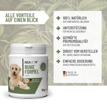 Ein Glasbehälter gefüllt mit feinem braunen Pulver, begleitet von einem kleinen weißen Messlöffel, der daneben liegt.