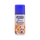 Johnson's dry foam shampoo for cats, featuring a blue cap and a label stating "cleans quickly and easily without water."