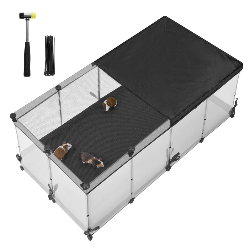 SONGMICS Kleintiergehege käfig mit Atmungsaktives Gewebe oben 1,44 m, 74 cm, 57 cm