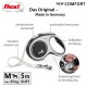 Eine "NEUE KOMFORT" Flexi-Hundeleine für mittelgroße Hunde (bis zu 25 kg), mit verstellbarem Griff, robustem Riemen und 5 m Verlängerung.