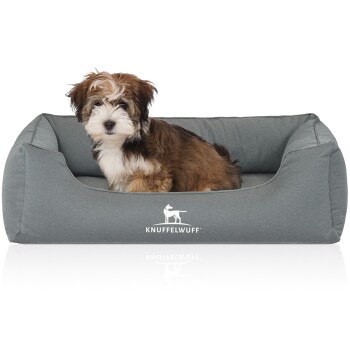 Orthopädisches Wasserabweisendes Hundebett Leon aus Velours mit Handwebcharakter petrol M-L
