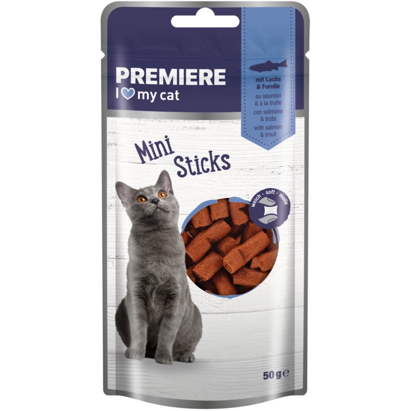 PREMIERE Mini Sticks Au Saumon et à la truite 7x50 g