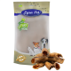 Lyra Pet Hundeleckerlipackung mit einer klaren Tüte und einem grünen "Lyra Nature Power"-Label, neben mehreren gerollten Fleischsnacks.