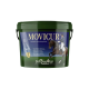Grüner Behälter mit MOVICUR-Pferdesupplement, mit einem Reiter auf einem Pferd, und Text, der Vorteile für Gelenke und Mobilität hervorhebt.