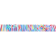 Bunt gestreifter Haustierhalsband mit Regenbogen-Zebra-Muster auf weißem Hintergrund.