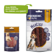 Zwei Verpackungen für Haustierleckerlis: links, "Premiere Snack It Meaties" mit Lamm und Golden Retriever; rechts, "I Love My Dog Meaties" mit Beagle.