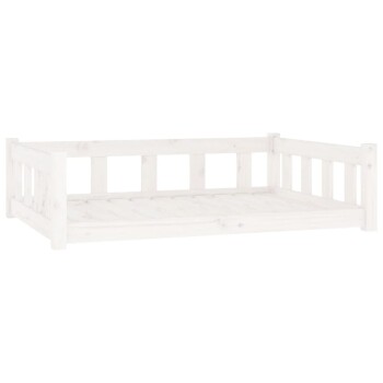 Hundebett Massivholz Kiefer weiß 75,5 cm, 28 cm, 1,055 m