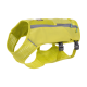 Helle gelbe Hundeschwimmweste mit Netzseiten, verstellbaren Riemen und einer Reißverschlusstasche für die Aufbewahrung.