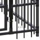 Schwarze Metallhaustiergehege-Ecke mit vertikalen Stäben und einer sichtbaren Messung von 8 cm.