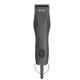 Schwarzer Wahl-Haustierpflegeclipper mit strukturiertem Griff und einem Netzschalter, mit einer Klinge aus rostfreiem Stahl an der Spitze.