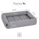 Graues Hundebett mit abgemessenen Dimensionen: 80 cm Länge, 60 cm Breite, 50 cm Höhe und 15 cm Seitenhöhe, als Größe L gekennzeichnet.