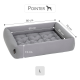 Graues Hundebett mit abgemessenen Dimensionen: 80 cm Länge, 60 cm Breite, 50 cm Höhe und 15 cm Seitenhöhe, als Größe L gekennzeichnet.