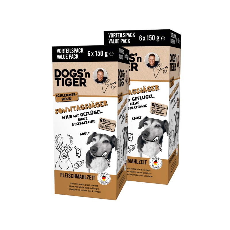 Dogs'n Tiger Dogsn Tiger Sonntagsjäger Multibox Wild &Geflügel 12x150 g