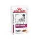 Royal Canin Early Renal Hundefutterbeutel mit einer Hundillustration, beschriftet "Dünne Scheiben in Soße" und "Veterinär".