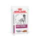 Royal Canin Early Renal Hundefutterbeutel mit einer Hundillustration, beschriftet "Dünne Scheiben in Soße" und "Veterinär".