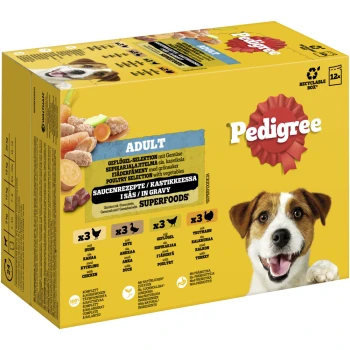 Nassfutter Hund Adult, Multipack, Geflügel-Selektion, in Sauce 12x100 g