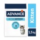 Nourriture pour chatons Advance Active Defense, sac de 1,5 kg, présentant une image de chaton mignon et des affirmations sur des nucléotides scientifiquement prouvés pour une microbiote saine.