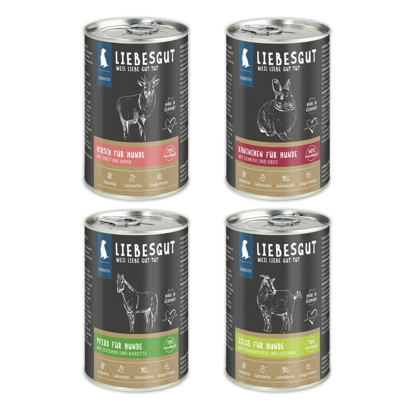 LIEBESGUT Hundefutter Friss-dich-satt Paket Sensitiv 24 x 400 g