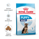 Royal Canin Puppy Maxi dog food bag with a German Shepherd puppy, emphasizing immune support, brain development, and kibble size.