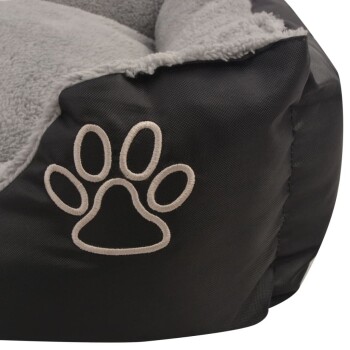 Hundebett mit gepolstertem Kissen Schwarz/Grau 80 cm, 80 cm, 21 cm