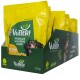 Vutter! vegane Hundesnacks mit Bananen- und Kokosgeschmack, gelbe Verpackung, 110g, präsentiert in grüner Box mit Hundeabbildung.