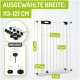 Haustiersicherheitsgitter mit verstellbarer Breite (113-121 cm), Höhe (107 cm) und detaillierten Maßen für die Installation.