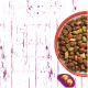 Schale mit trockenem Hundefutter neben dem Text 'Unser perfektes Versprechen', der Protein, knusprige Außenseite / weiches Inneres, Karotten & Erbsen aufzählt