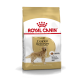Royal Canin Adult Golden Retriever Hundefutterbeutel, mit einer Illustration eines Golden Retrievers, mit Text, der die rassespezifische Ernährung hervorhebt.