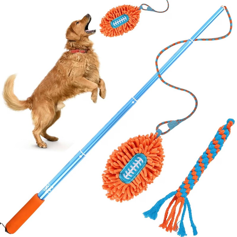All for paws Hunde Flirt Pole Teleskopstab mit Football Seil