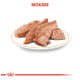 Une assiette de mousse pour animaux, présentant plusieurs morceaux de texture douce et rose, avec le mot "MOUSSE" affiché en évidence au-dessus.