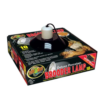 Keramik Klemmlampe Deluxe Porzellan Brutlampe in einer Größe von 10 Zoll, mit einem polierten Aluminiumdome, Ein/Aus-Schalter und geeignet für verschiedene Wärmelampen.