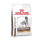 Royal Canin Veterinary Gastrointestinal High Fibre Hundefutterbeutel mit einer Illustration eines schwarz-weißen Hundes und einem roten Kronenlogo.