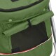 Grüner Haustierträger mit Reißverschluss oben, Mesh-Seitenpaneel und verstellbarem Roll-Up-Flap, entworfen für den Transport kleiner Haustiere.