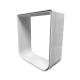 Weiße Kunststoff-Haustierschüssel mit modernem, minimalistischen Design, ausgestattet mit einer quadratischen Öffnung und abgerundeten Kanten.