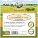 Etikett für den Bellfor Hundesnack "Kaninchenohren - Natur," mit 100% Kaninchen, mit Nährstoffdetails und einem malerischen grünen Hintergrund.