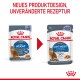 Vergleich von zwei Royal Canin Light Weight Katzenfutterverpackungen, die eine Katze und den Hinweis "Neues Produktdesign, unveränderte Rezeptur" zeigen.