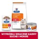 Produkty diety weterynaryjnej Hill's Prescription Diet Urinary Care dla kotów, w tym karma sucha, karma mokra oraz obrazek kota, z tekstem promującym smaczne opcje.