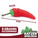 Katze Spielzeug in Form einer roten Chilischote, 12 cm lang und 4 cm breit, mit 5 Gramm Katzenminze, beschriftet "Katzen Spielzeug."