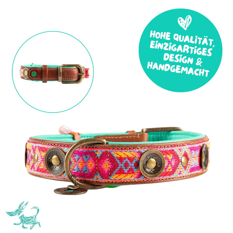 Boho Rosa Lederhalsband