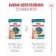 Karma Royal Canin w saszetkach dla starszych kotów, 11+ i 15+ lat, 85 g kawałków w sosie, tekst w języku polskim.