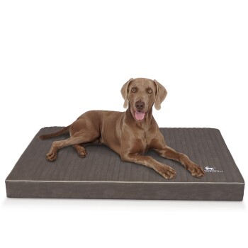 orthopädische Hundematte Palomino aus laser-gestepptem Kunstleder braun/ grau XL