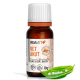 Braune Glasflasche von REAVET+ Vet Akut, ein natürliches Heilmittel für Haustiere, mit orange-weißer Etikett, 10 g, mit einem Blatt und kleinen weißen Pellets.